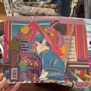 3 Lisa Frank File Brights Cat Folders with Pink and Blue in original shrink wrap